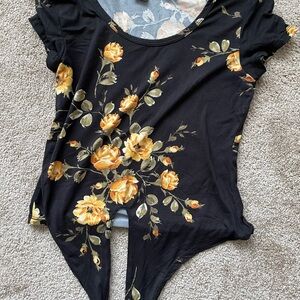 Floral Black and Yellow Women's Top